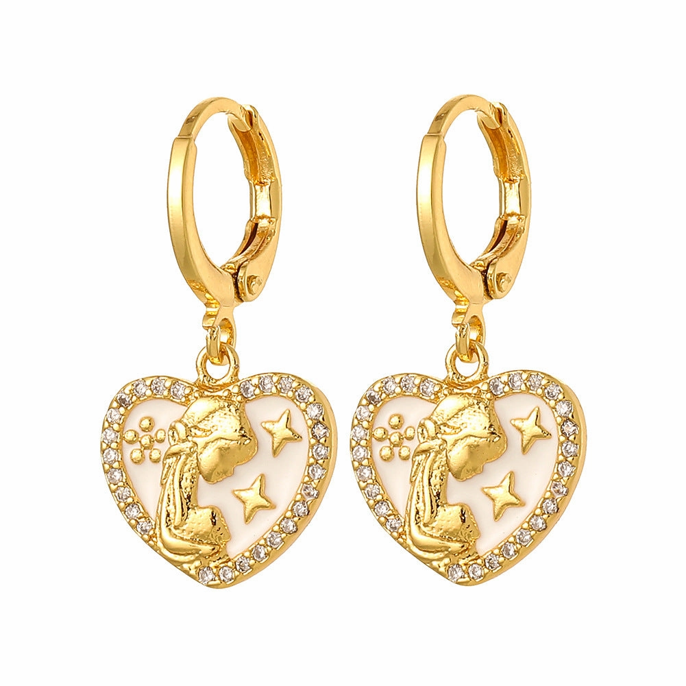 Wholesale Religious Drip Oil Virgin Mary Earrings