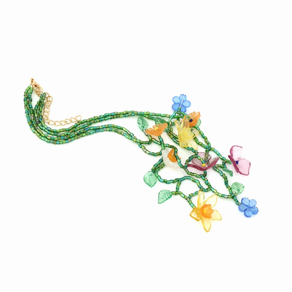 Wholesale Resin Beaded Flower Creative Necklace