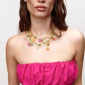 Wholesale Resin Beaded Flower Creative Necklace