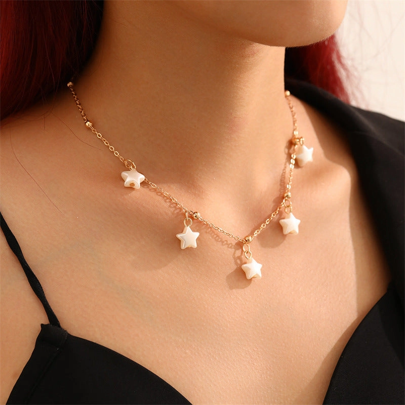 Wholesale Resin Bow Flower Love Pentagram Necklace