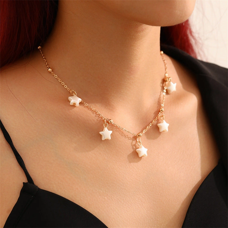 Wholesale Resin Bow Flower Love Pentagram Necklace