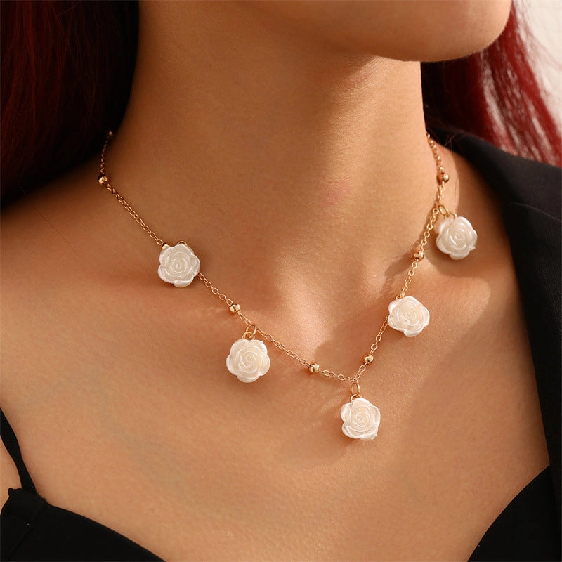 Wholesale Resin Bow Flower Love Pentagram Necklace