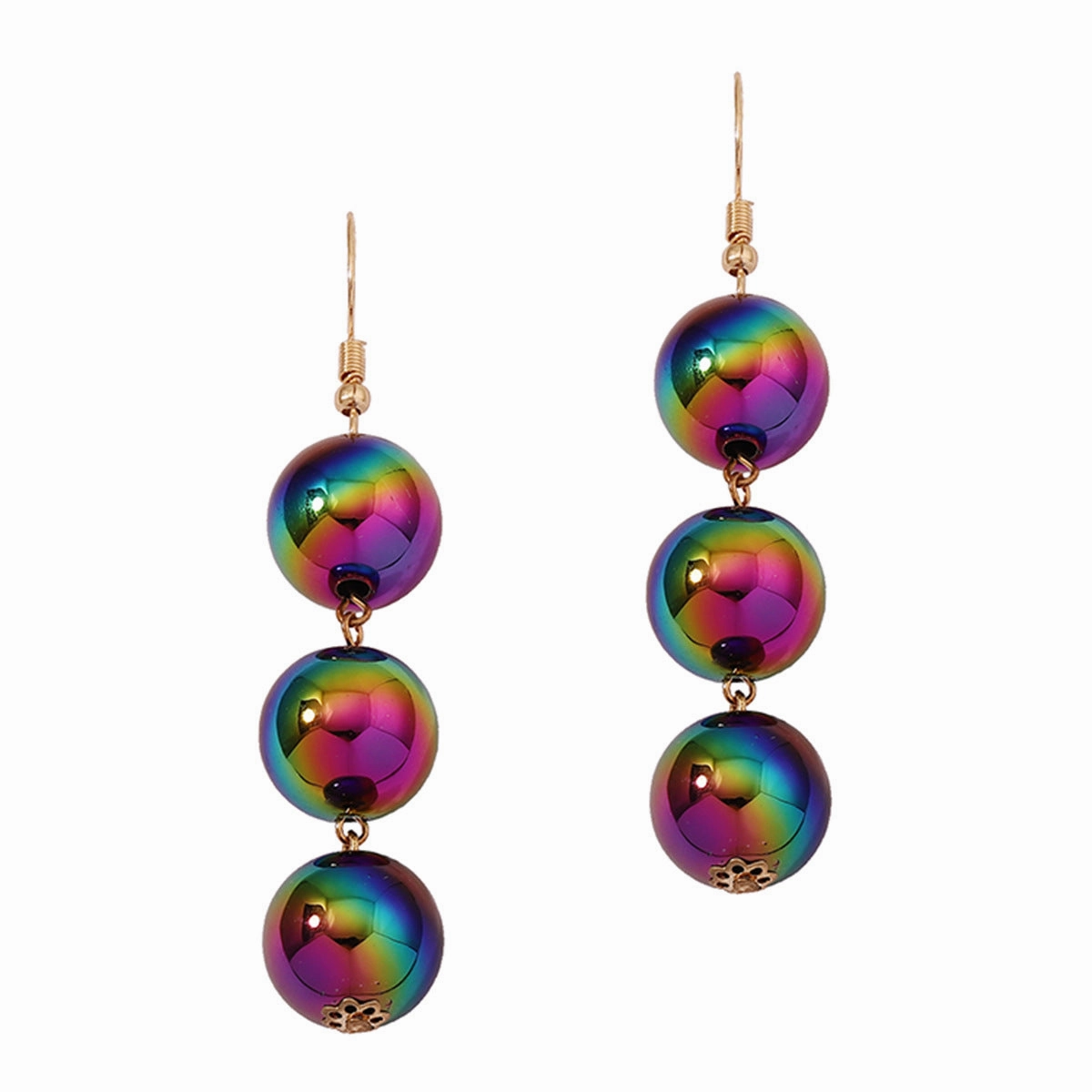 Wholesale Resin Colorful Ball Long Spliced Earrings