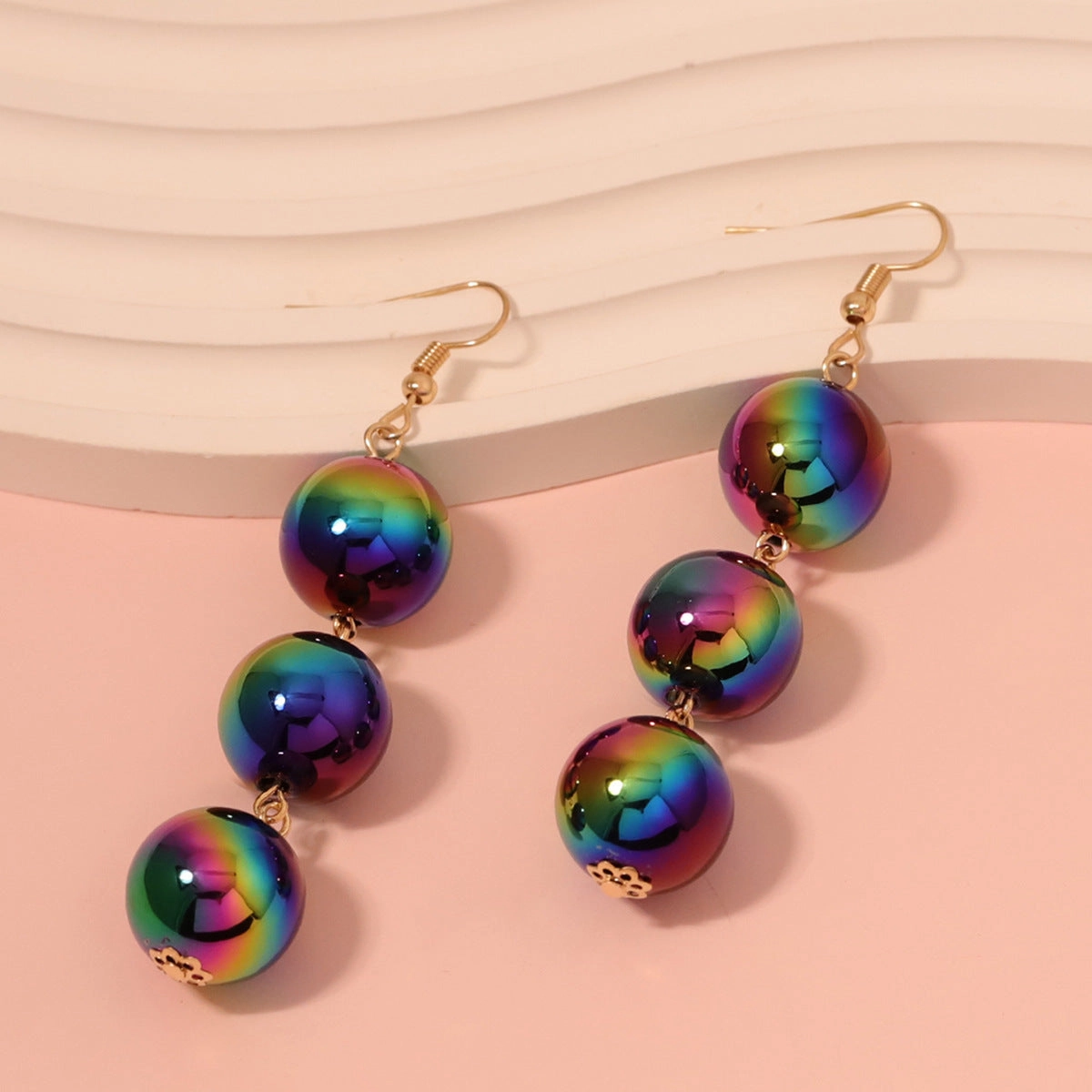 Wholesale Resin Colorful Ball Long Spliced Earrings