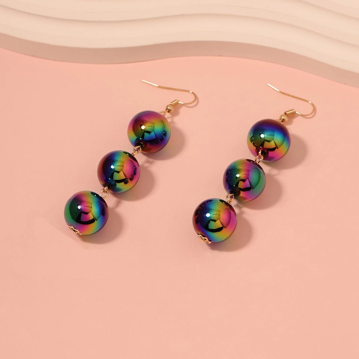 Wholesale Resin Colorful Ball Long Spliced Earrings