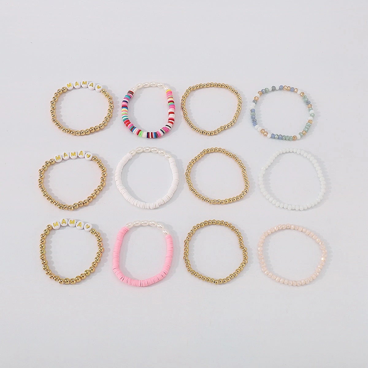 Wholesale Resin Colorful Beaded Alphabet Bracelet