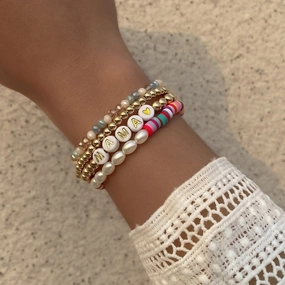 Wholesale Resin Colorful Beaded Alphabet Bracelet