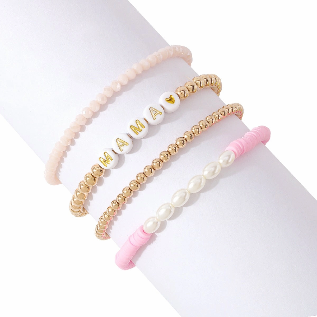 Wholesale Resin Colorful Beaded Alphabet Bracelet
