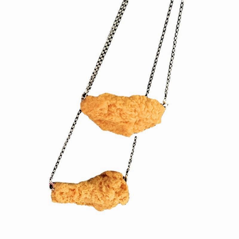Wholesale Resin Handmade Fried Chicken Wings Necklace Simulation Grilled Necklace