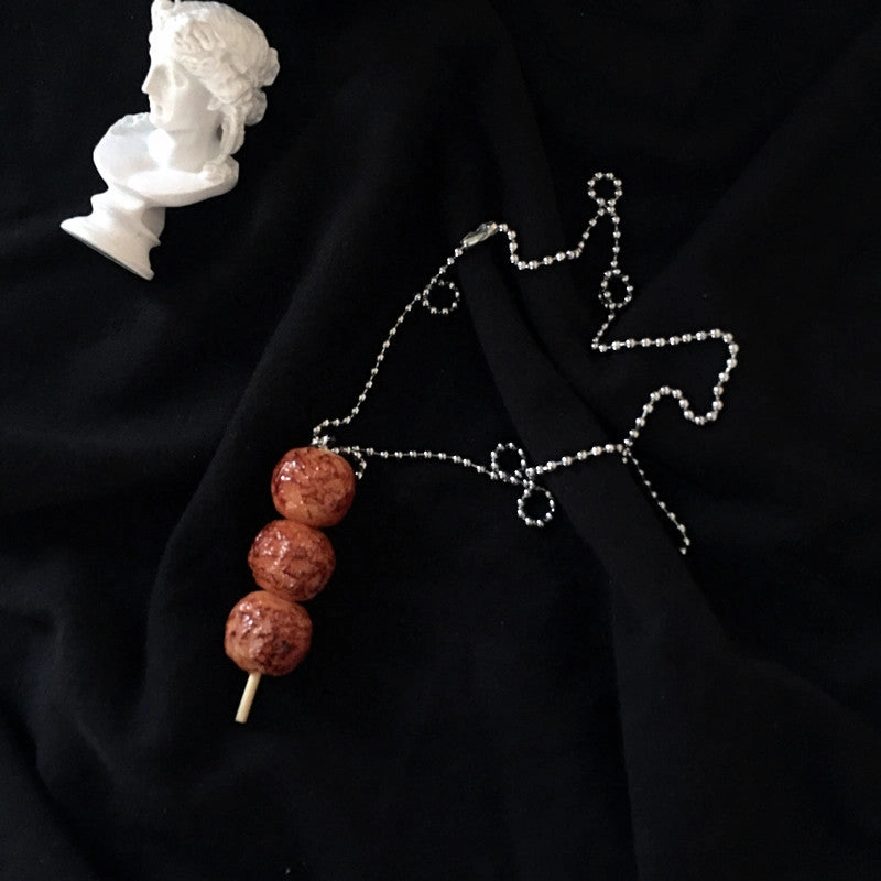 Wholesale Resin Handmade Fried Chicken Wings Necklace Simulation Grilled Necklace