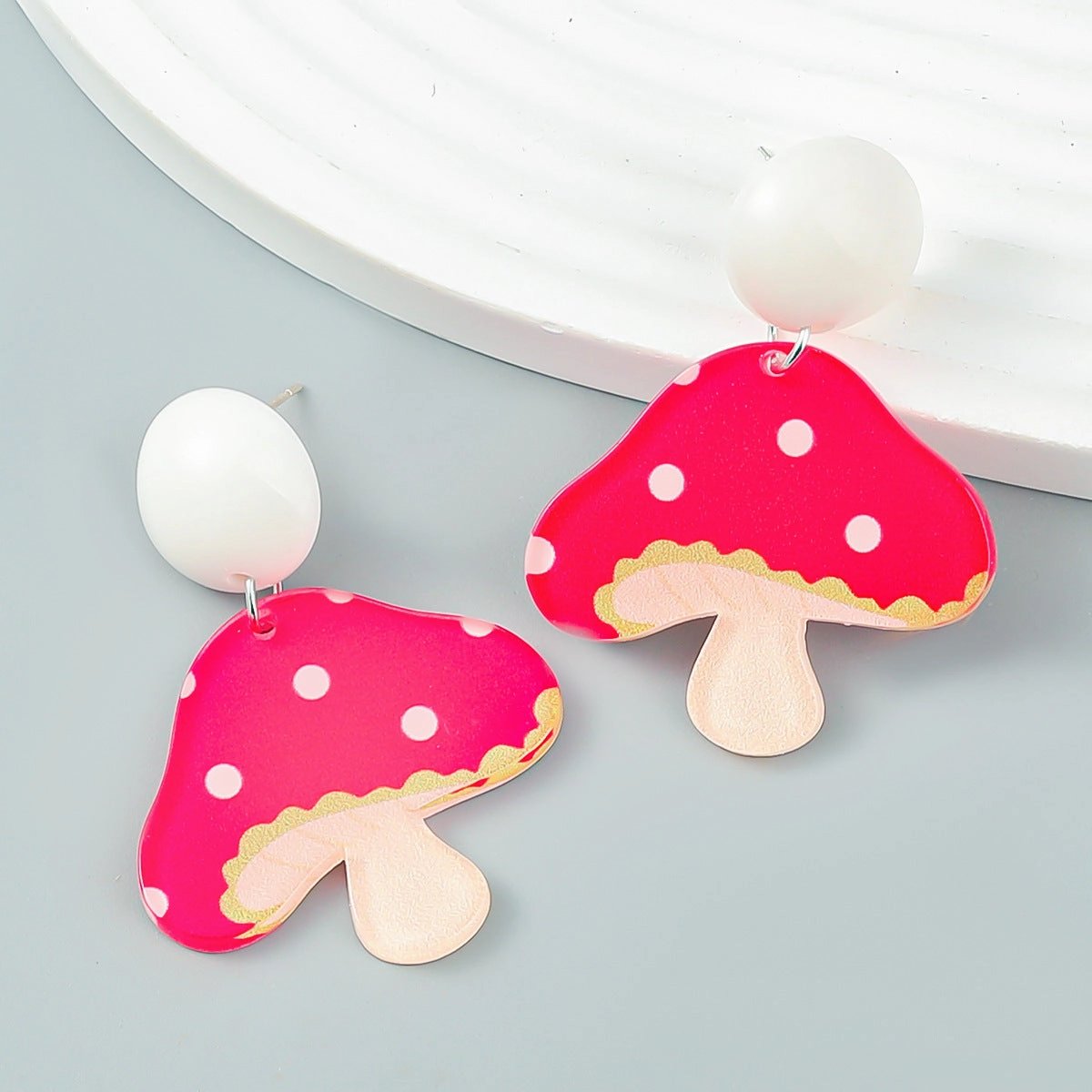 Wholesale Resin Strawberry Mushroom Earrings