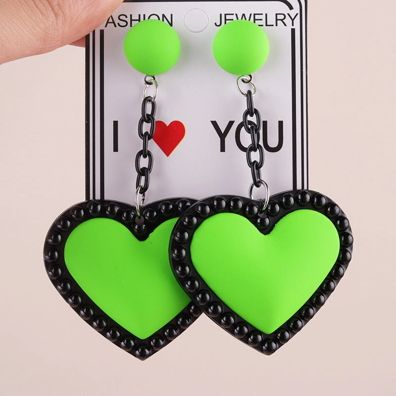 Wholesale Retro 3D Colorful Heart Acrylic Earrings