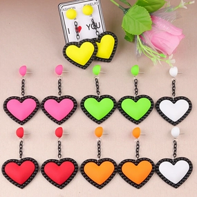 Wholesale Retro 3D Colorful Heart Acrylic Earrings