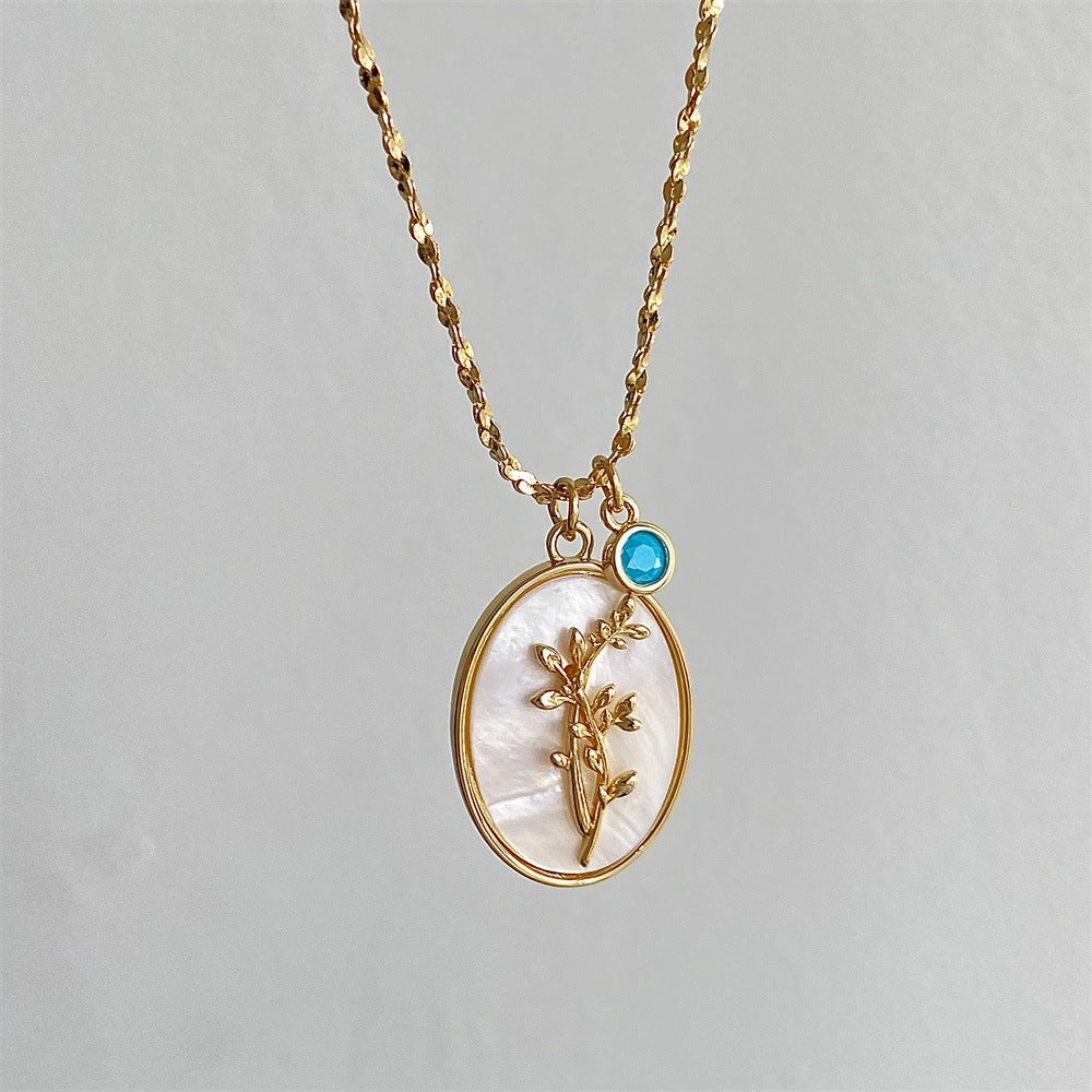Wholesale Retro December Flower Oval Clavicle Gold Plated Necklace