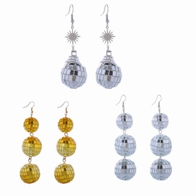 Wholesale Retro Disco Long Ball Earrings