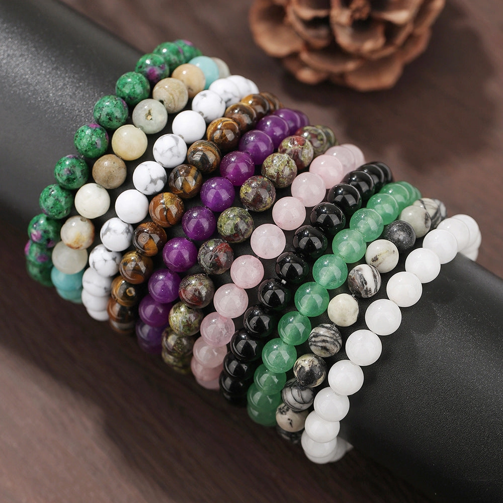 Wholesale Retro ethnic style beaded tiger eye rose quartz black agate bracelet
