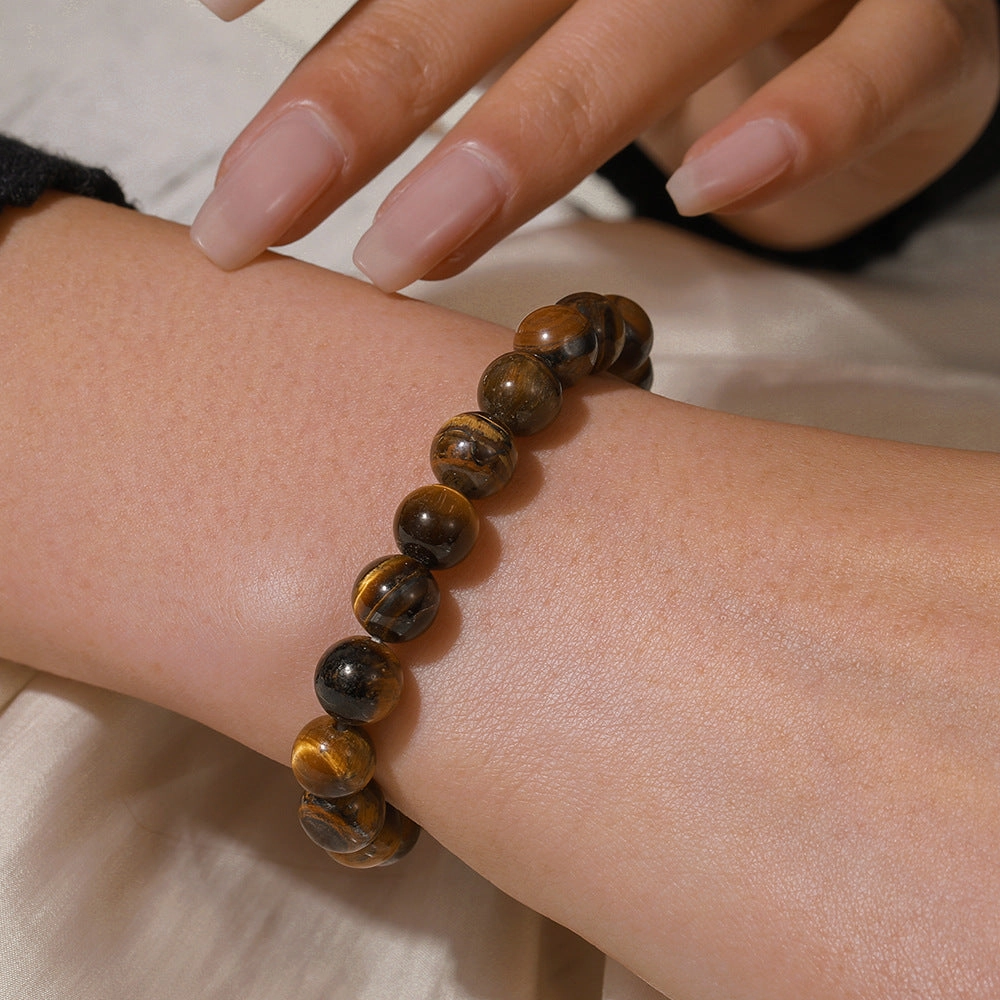 Wholesale Retro ethnic style beaded tiger eye rose quartz black agate bracelet