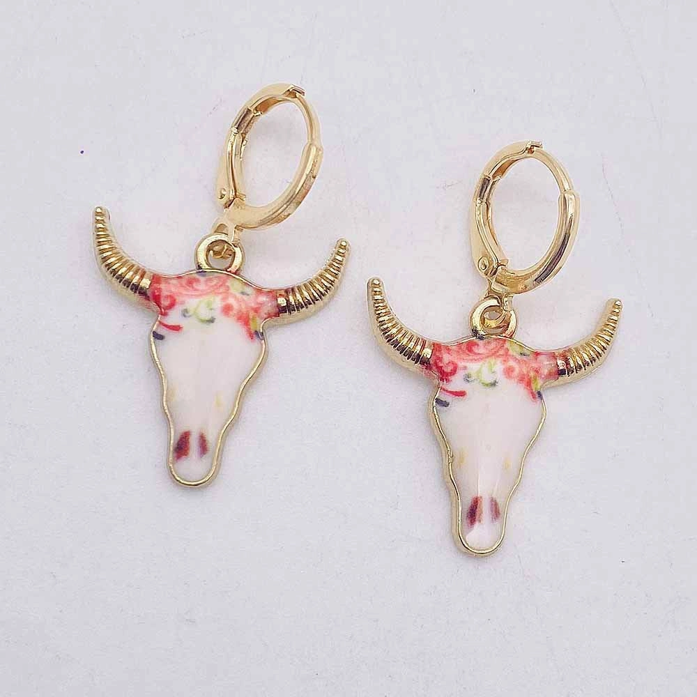 Wholesale Retro Ethnic Style Cow Head Pendant Western Cowboy Series Earrings