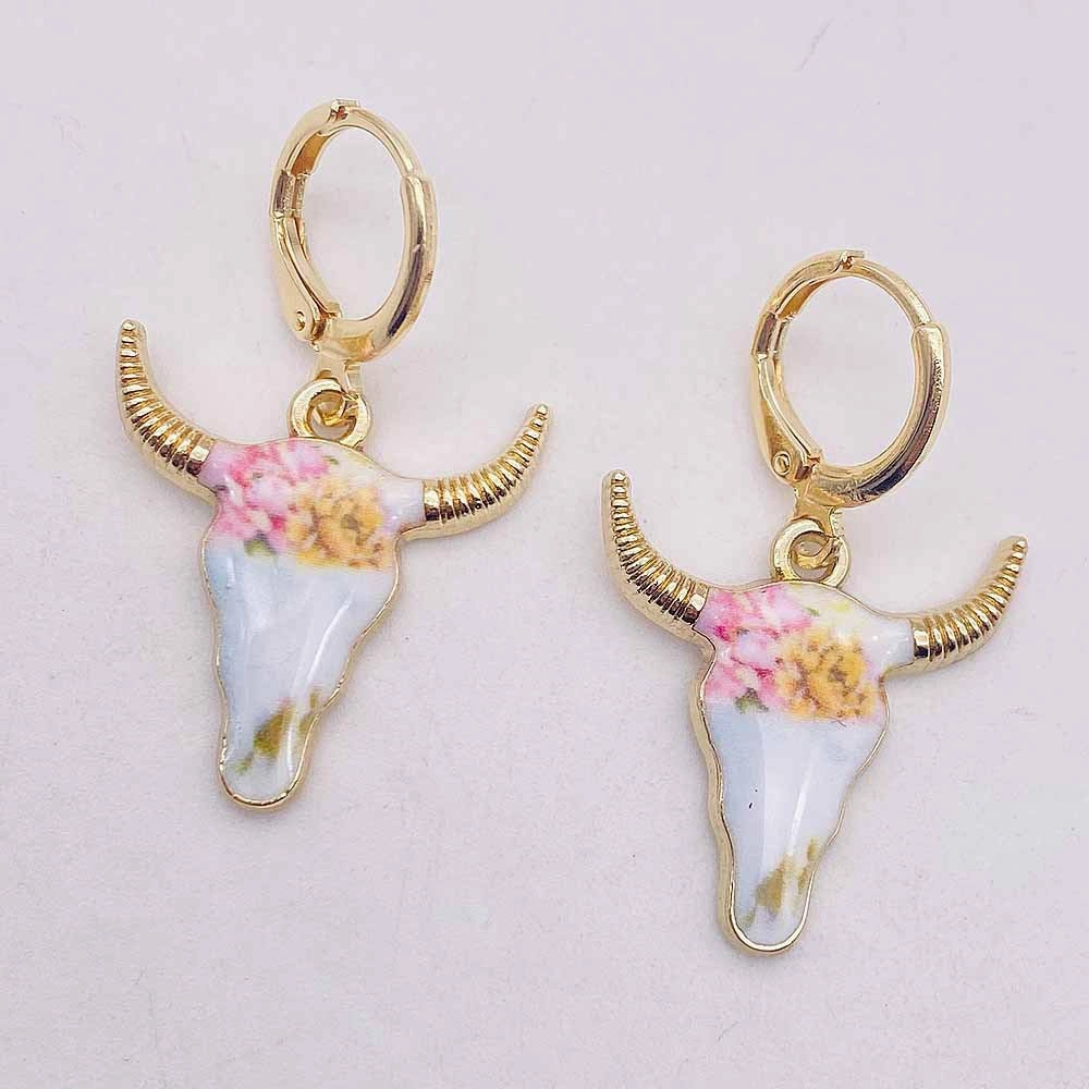 Wholesale Retro Ethnic Style Cow Head Pendant Western Cowboy Series Earrings