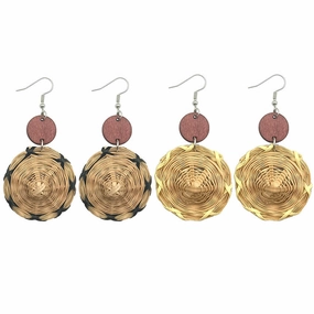 Wholesale Retro Ethnic Style Handmade Rattan Straw Hat Earrings