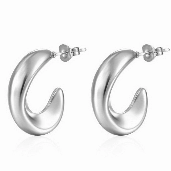 Wholesale Retro Geometric Irregular C Shape Polka Dot Gold Plated Earrings