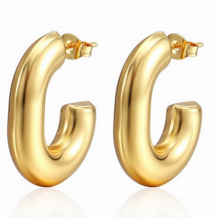 Wholesale Retro Geometric Irregular C Shape Polka Dot Gold Plated Earrings