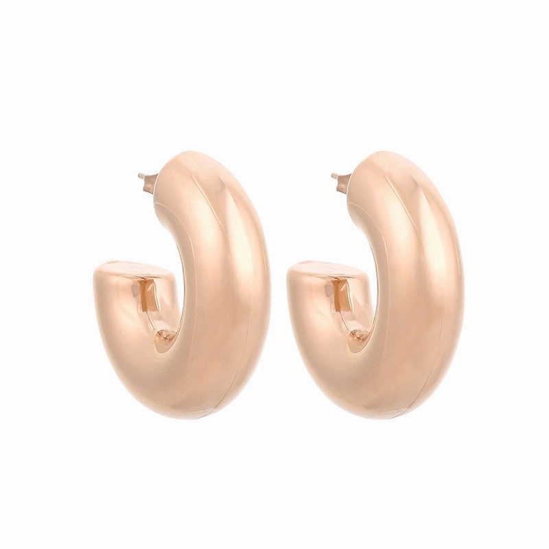 Wholesale Retro Geometric Irregular C Shape Polka Dot Gold Plated Earrings