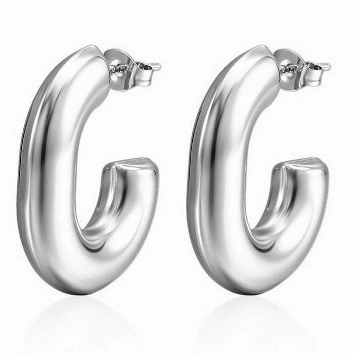 Wholesale Retro Geometric Irregular C Shape Polka Dot Gold Plated Earrings