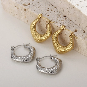 Wholesale Retro Geometric Irregular C Shape Polka Dot Gold Plated Earrings