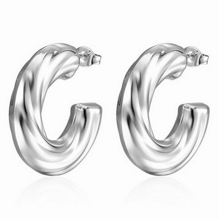 Wholesale Retro Geometric Irregular C Shape Polka Dot Gold Plated Earrings