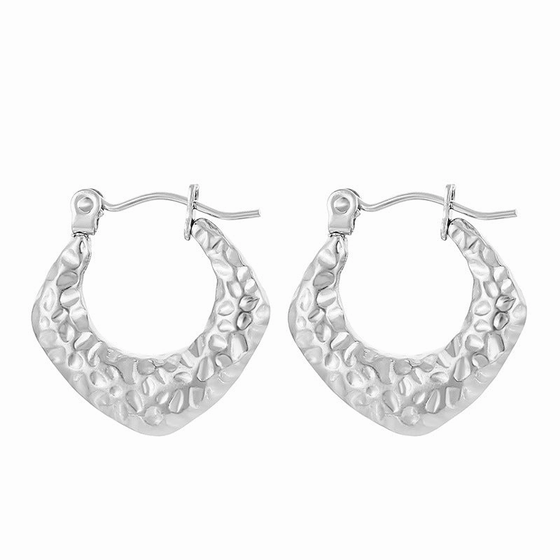 Wholesale Retro Geometric Irregular C Shape Polka Dot Gold Plated Earrings