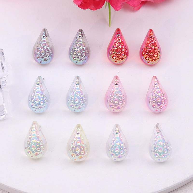 Wholesale Retro High-end Water Drop Acrylic Color Hammered Earrings