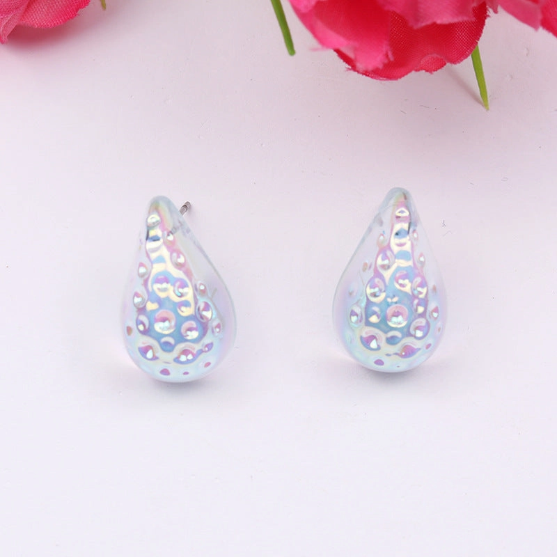 Wholesale Retro High-end Water Drop Acrylic Color Hammered Earrings