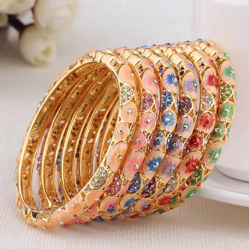 Wholesale  Retro Hollow Enamel Gold-plated  Cloisonne Bracelet