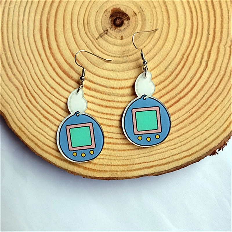 Wholesale Retro Nostalgic Rubik's Cube Game Console Skates Acrylic Earrings