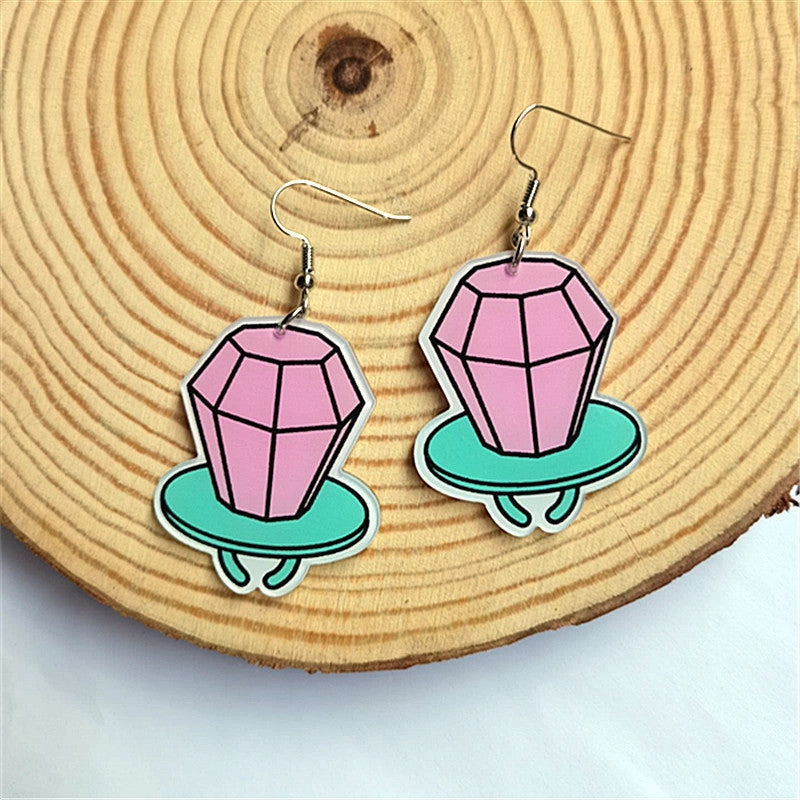 Wholesale Retro Nostalgic Rubik's Cube Game Console Skates Acrylic Earrings