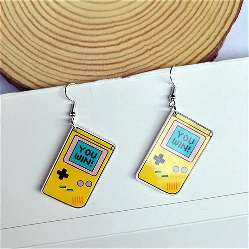 Wholesale Retro Nostalgic Rubik's Cube Game Console Skates Acrylic Earrings