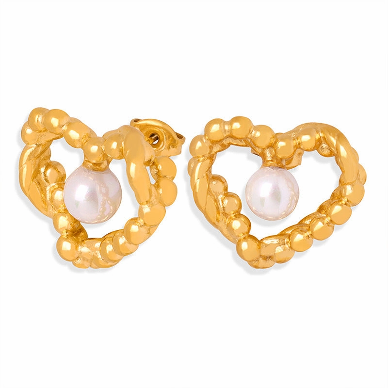 Wholesale Retro Palace Style Titanium Steel Love Simple Female Gold 18K Earrings