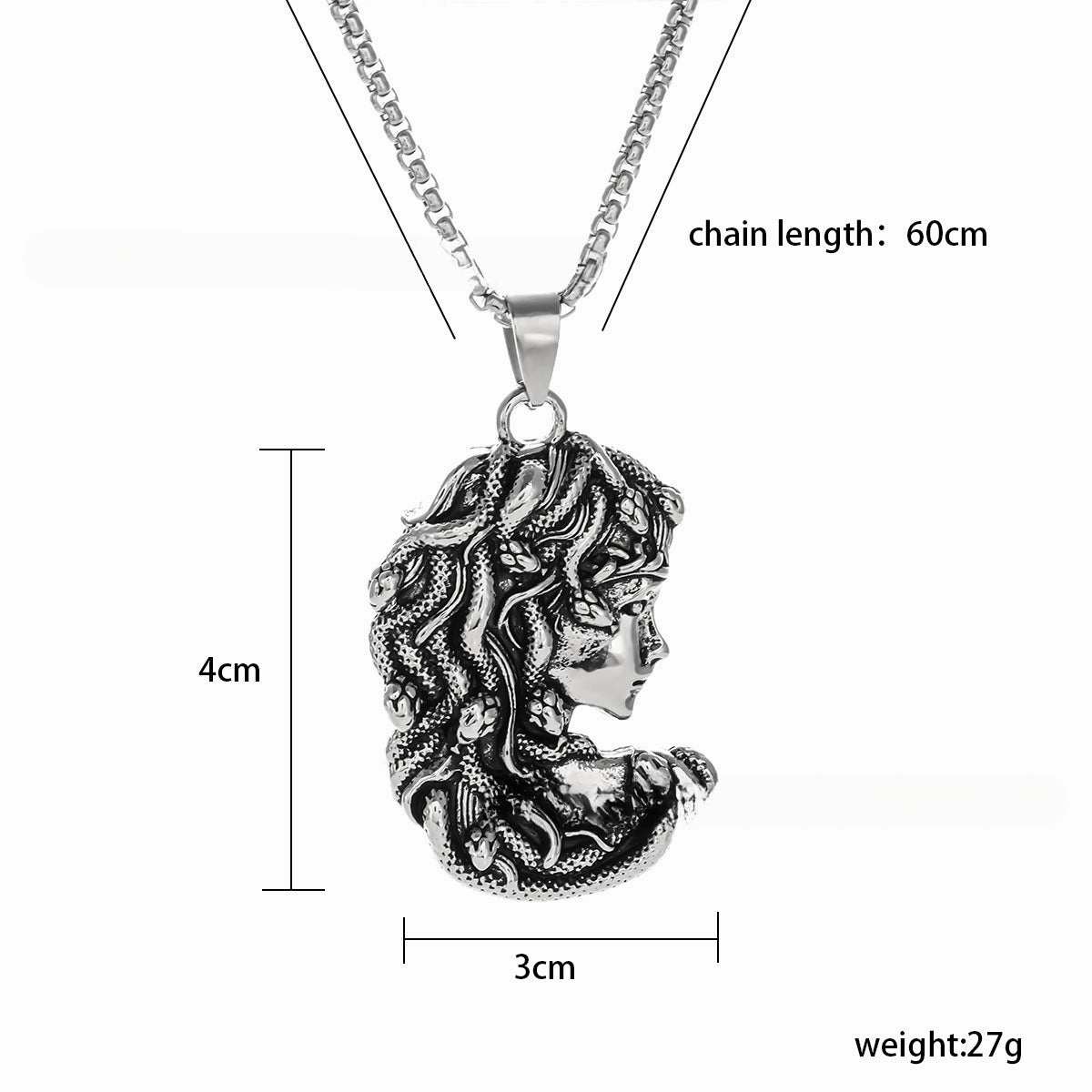 Wholesale Retro Punk Snake Medusa Stainless Steel Necklace