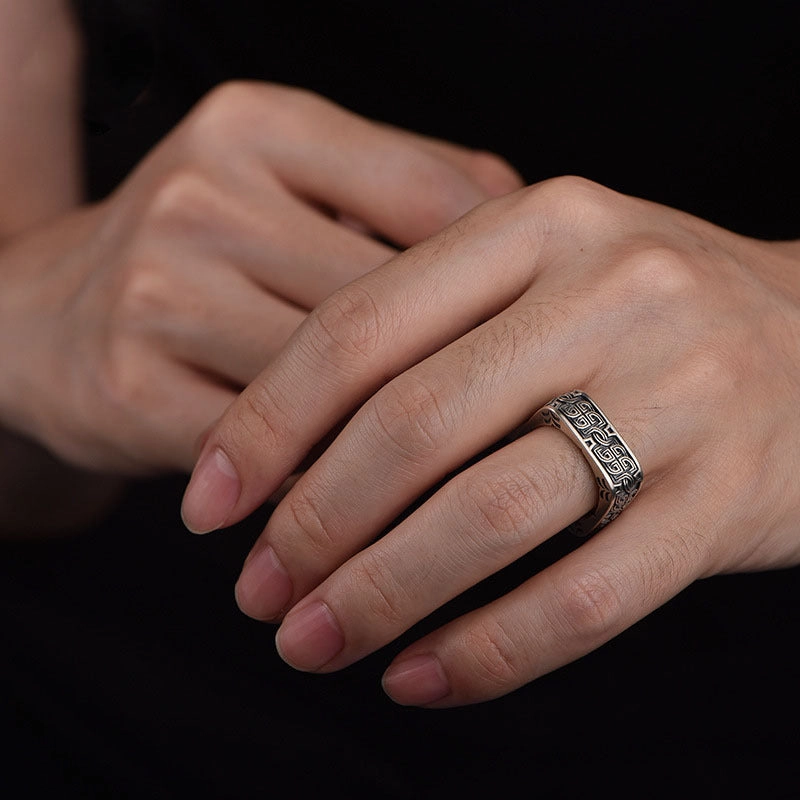 Wholesale Retro Square Men Copper Ring