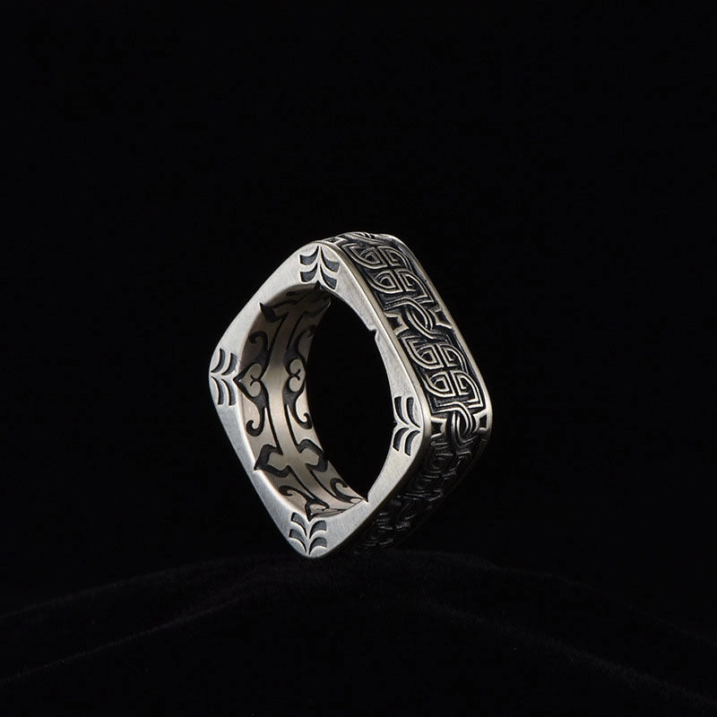 Wholesale Retro Square Men Copper Ring