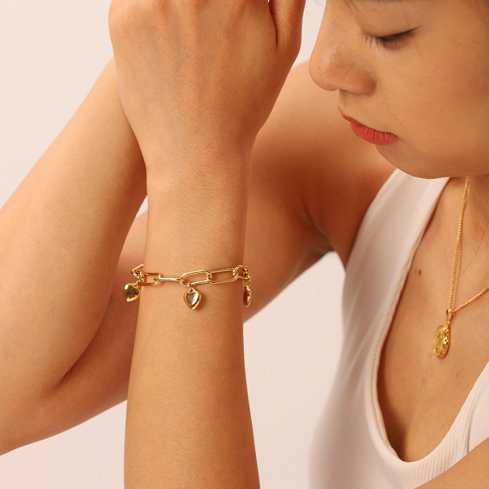 Wholesale Retro Style 18K Gold Love Titanium Steel Bracelet