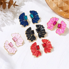 Wholesale Retro Style Butterfly Petal Oil Drop Earrings