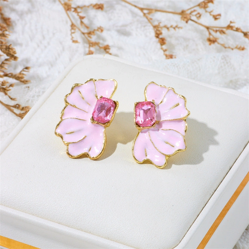Wholesale Retro Style Butterfly Petal Oil Drop Earrings