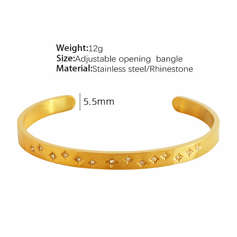 Wholesale Retro Style Zircon Set 18K Gold Plated Titanium Steel Bracelet