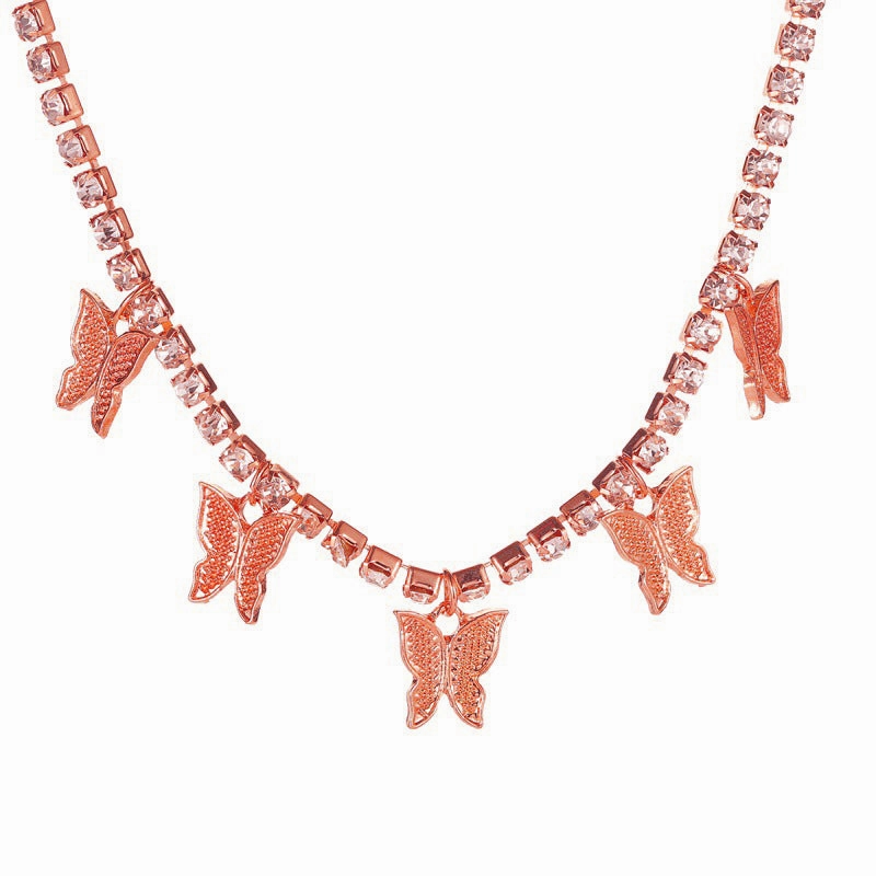 Wholesale Rhinestone Butterfly Necklace