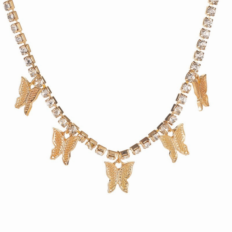 Wholesale Rhinestone Butterfly Necklace