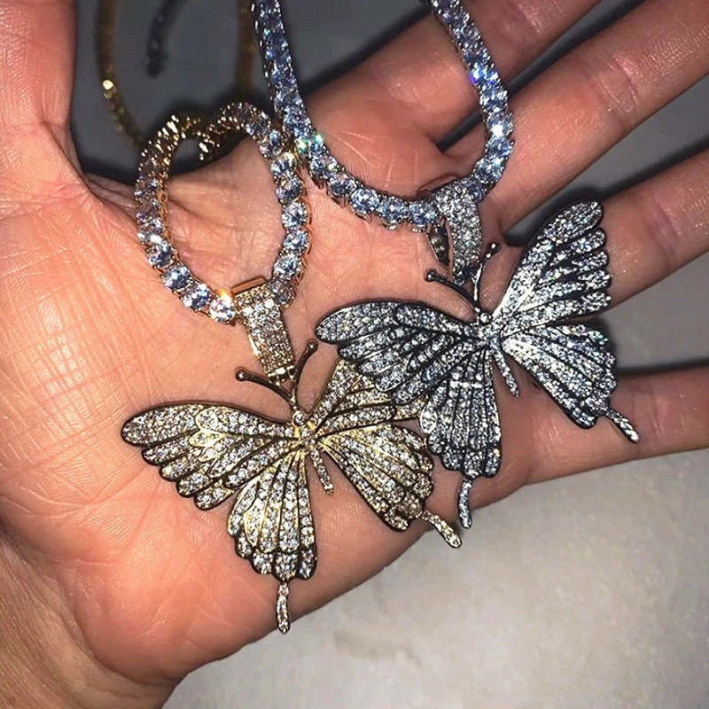Wholesale Rhinestone Butterfly Necklace
