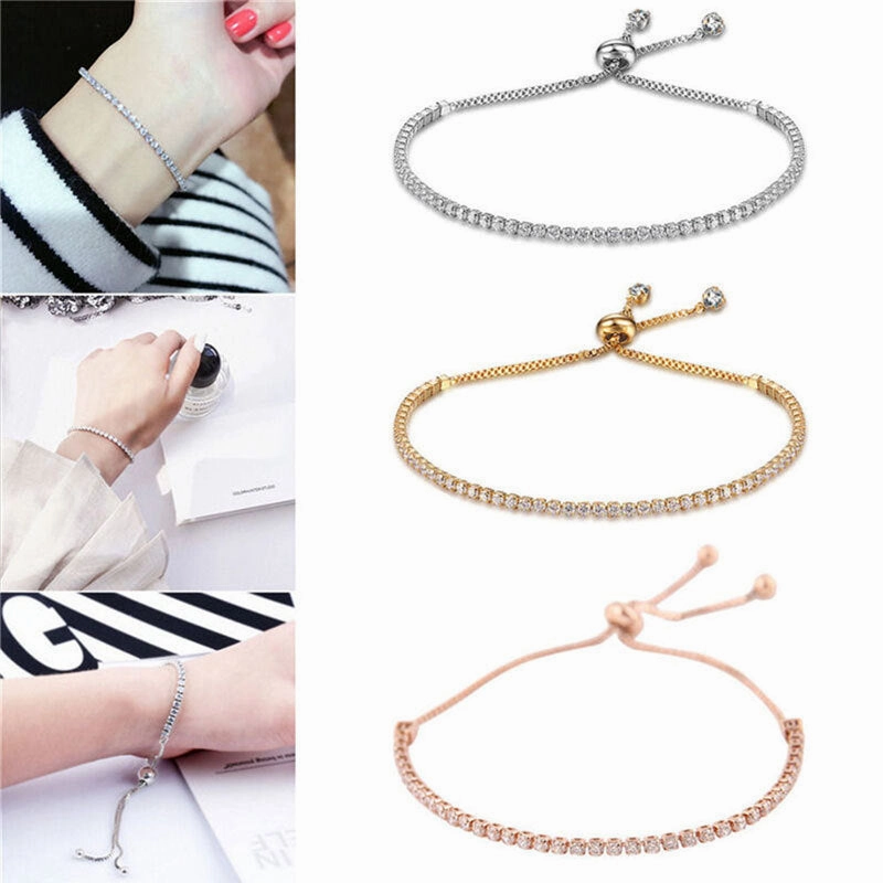 Wholesale Rhinestone Claw Chain Adjustable Single Row Full Diamond Bracelet