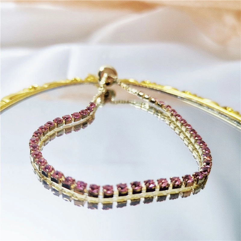 Wholesale Rhinestone Claw Chain Adjustable Single Row Full Diamond Bracelet